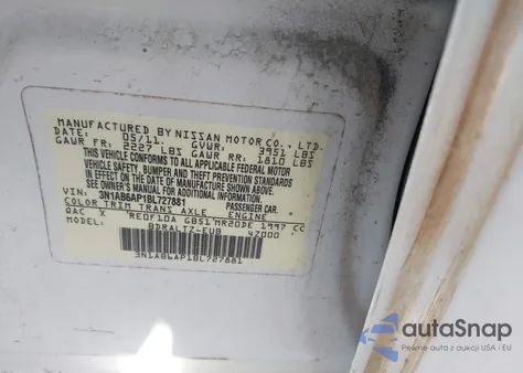 2011 Nissan Sentra 2.0Sr z USA, uszkodzony, nr VIN 3N1AB6AP1BL727881